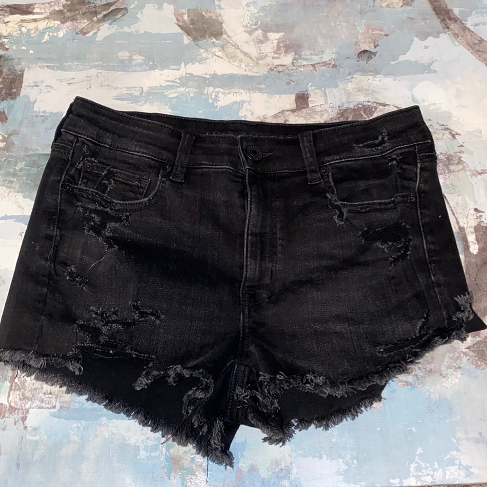 American Eagle black jean shorts
